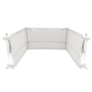 MimiNu - Aparatoare pentru patut 120x60 cm, Cu volanase, Din bumbac certificat Oeko Tex Standard 100, Cu inaltimea de 30 cm, Cu panglici, Colectia Royal,Grey BYN6426972021715