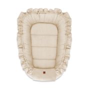MimiNu - Cosulet bebelus pentru dormit, Baby Nest 55 x 75 cm, Cu Volanase, Din catifea, Nugat BYN6426972023054