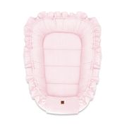MimiNu - Cosulet bebelus pentru dormit, Baby Nest 55 x 75 cm, Cu Volanase, Din catifea, Pink BYN6426972023047