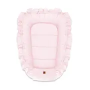 MimiNu - Cosulet bebelus pentru dormit, Baby Nest 55 x 75 cm, Cu Volanase, Din catifea, Pink BYN6426972023047