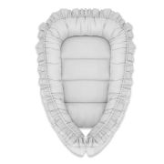 MimiNu - Cosulet bebelus pentru dormit, Baby Nest 55 x 75 cm, Cu Volanase, Husa 100% bumbac, Din bumbac certificat Oeko Tex Standard 100, Colectia Royal, Grey BYN6426972022811