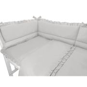MimiNu - Lenjerie patut 3 piese, Cu volanase, Cu protectie laterala, Din bumbac certificat Oeko Tex Standard 100, Pentru patut 120x60 cm, Colectia Royal, Grey BYN6426972022835