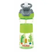 Nuby - Cana sport cu pai moale si pliabil, Din materialul ecologic tritan, Rezistenta, 360 ml, 3+ ani, Verde BYNNV0414021GREEN