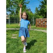 Rochita de vara din jersey cu fustita muselina, Deep Blue, 6-7 ani KDERVJM67DBLUE