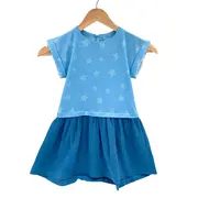 Rochita de vara din jersey cu fustita muselina, Deep Blue, 6-7 ani KDERVJM67DBLUE