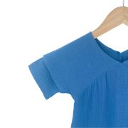 Rochita dreapta cu maneca dublata, din muselina, Deep Blue, 2-3 ani KDERDMDM23DBLUE