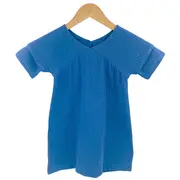 Rochita dreapta cu maneca dublata, din muselina, Deep Blue, 4-5 ani KDERDMDM45DBLUE