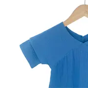 Rochita dreapta cu maneca dublata, din muselina, Deep Blue, 4-5 ani KDERDMDM45DBLUE