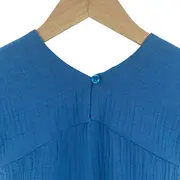 Rochita dreapta cu maneca dublata, din muselina, Deep Blue, 4-5 ani KDERDMDM45DBLUE