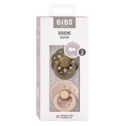 Bibs - set 2 suzete boheme latex, tetina rotunda, 6 luni +-dark oak/blush bbb240109