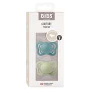 Bibs - set 2 suzete couture latex, tetina anatomica, 0 luni +-island sea/sage bbb1800306