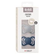 Bibs - set 2 suzete couture latex, tetina anatomica, 6 luni +-cloud/steel blue bbb1810305