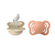 Bibs - set 2 suzete couture silicon, tetina anatomica, 0 luni +-vanilla/peach bbb1700303