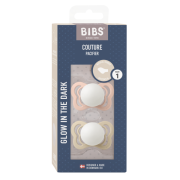 Bibs - set 2 suzete fosforencente couture glow latex, tetina anatomica, 0 luni +-blush/vanilla bbb1800319