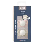 Bibs - set 2 suzete fosforencente couture glow latex, tetina anatomica, 0 luni +-blush/vanilla bbb1800319