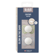 Bibs - set 2 suzete fosforencente couture glow latex, tetina anatomica, 0 luni +-sage/cloud bbb1800318