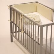 Petite&Mars - Aparatoare pentru patut 120x60 cm, Tilly, Cu panglici, Din bumbac, Lungime 180 cm, Inaltime 36 cm, Gri deschis BYN354206