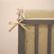 Petite&Mars - Aparatoare pentru patut 120x60 cm, Tilly, Cu panglici, Din bumbac, Lungime 180 cm, Inaltime 36 cm, Gri deschis BYN354206