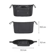 Petite&Mars - Organizator carucior, Cu buzunar frontal detasabil, Dimensiune universala, 31.5x19.5x9.5 cm, Atasare usoara cu Velcro, Negru BYN847900