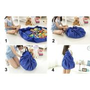 Sac depozitare jucarii si covor pentru joaca 150 cm Kruzzel MY6840 BBJMY6840_Albastru