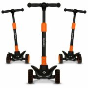 Lionelo - Trotineta Timy, Copii, Pliabila, Pana la 50 Kg, Cu design ergonomic, Cu lumini LED, 26,5 x 60 x 64-76 cm, 3 ani+, Portocaliu/Negru BYNLOE-TIMMY_ORANGE_BLACK