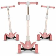 Lionelo - Trotineta Timy, Copii, Pliabila, Pana la 50 Kg, Cu design ergonomic, Cu lumini LED, 26,5 x 60 x 64-76 cm, 3 ani+, Roz BYNLOE-TIMMY_PINK_ROSE