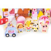 Set educational cu blocuri din lemn, 116 piese, candy city ecotoys me433 edeedime433