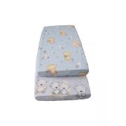 Cearceaf Imprimat cu Elastic Albastru 160X80  00070569