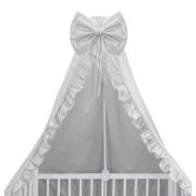 MimiNu - Baldachin pentru patut, cu funda si volanas, 210x145 cm, Material certificat Oeko Tex Standard 100, Colectia Royal, Grey BYN6426972021739