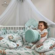 MimiNu - Lenjerie patut 3 piese, Cu cearceaf 120x60 cm, Din bumbac certificat Oeko Tex Standard 100, Cu pilota si husa pilota, 135x100 cm, Lulu Natural BYN6426972023207