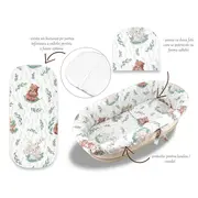 MimiNu - Set pentru landou/cosulet, Cu protectie, saltea si pernuta, Din bumbac certificat Oeko Tex Standard 100, Lulu Natural BYN6426972023160