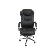 Scaun birou off 316, robust, piele ecologica, mecanism multiblock, suport lombar, baza cromata, 150 kg, negru drm1970