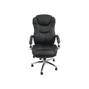 Scaun birou off 316, robust, piele ecologica, mecanism multiblock, suport lombar, baza cromata, 150 kg, negru drm1970