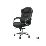 Scaun birou off 316, robust, piele ecologica, mecanism multiblock, suport lombar, baza cromata, 150 kg, negru drm1970