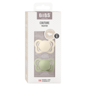Bibs - set 2 suzete couture latex, tetina anatomica, 0 luni +-ivory/sage bbb1800309