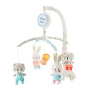 Carusel muzical pentru patut, Cu 5 jucarii din plus, Bears and rabbits, Baby Mix BYN49413