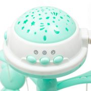 Carusel muzical pentru patut bebelusi, Cu proiectii, Cu melodii si sunete ale naturii, Cu 10 jucarii si ceas de jucarie pe suport, Baby Mix, Mint BYN42785