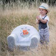 Fotoliu din burete pentru copii, Din tesatura minky, Fox, New Baby, 9 luni - 5 ani, Cu Husa detasabila, Gray BYN37888