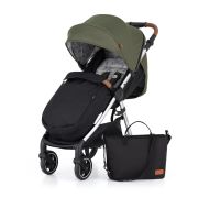 Petite&Mars - Carucior sport, Royal, Include husa pentru scaun, husa pentru picioare, geanta pentru scutece si capotina extensibila, Cu fereastra, Impermeabila, Cu SPF 50, Aluminiu, 0-22 kg, 111 x 57 x 86 cm, Mature Olive BYN466500+566841