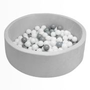 Piscina uscata cu 150 de bile (Alb, gri), Din tesatura fina cu certificare Oeko-Tex Standard 100, Dimensiune 83 x 83 x 30 cm, New Baby, Grey BYN52588