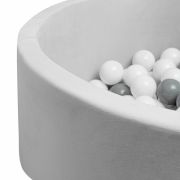 Piscina uscata cu 150 de bile (Alb, gri), Din tesatura fina cu certificare Oeko-Tex Standard 100, Dimensiune 83 x 83 x 30 cm, New Baby, Grey BYN52588