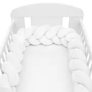 Protectie laterala pentru patut, Tip Bumper impletit, Din muselina, Din materiale certificate Oeko Tex Standard 100, New Baby, Lungime 210 cm, White BYN52138