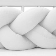 Protectie laterala pentru patut, Tip Bumper impletit, Din muselina, Din materiale certificate Oeko Tex Standard 100, New Baby, Lungime 210 cm, White BYN52138
