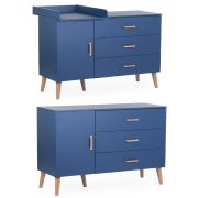 Comoda Childhome Bold Blue 137x77x98 cm cu masa de infasat ERFCH-KO4DBB