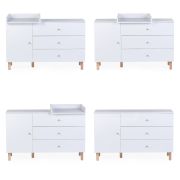 Comoda Childhome Wonder White 137x75x93 cm cu masa de infasat ERFCH-KO4DWW