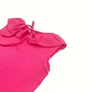 Tricou cu volanase pentru copii, din muselina, Pink Pop, 18-24 luni KDETVCM1824PINKPOP