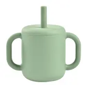 Cana de antrenament cu pai din silicon Beaba Sage Green ERFB913573
