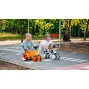 Lionelo - Bicicleta fara pedale, Sammy, Cu 4 roti, Din spuma EVA, Stabila, Manere moi, antiderapante, 12- 36 luni, Greutate maxima suportata 25 kg, Certificata EN 71-1:2014, EN 71-2:2011, EN 71-3:2019, Galben BYNLOE-SAMMY_YELLOW_HONEY