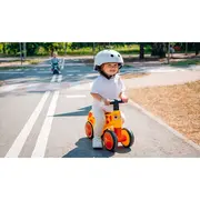 Lionelo - Bicicleta fara pedale, Sammy, Cu 4 roti, Din spuma EVA, Stabila, Manere moi, antiderapante, 12- 36 luni, Greutate maxima suportata 25 kg, Certificata EN 71-1:2014, EN 71-2:2011, EN 71-3:2019, Galben BYNLOE-SAMMY_YELLOW_HONEY