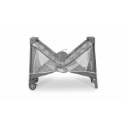 Lionelo - Patut pliant cu doua nivele Flower , Cu arcada, Geanta transport, Masuta de infasat, Bara cu jucarii, Fereastra laterala, 120x60 cm, Conform cu standardele europeane de securitate EN 716 si EN12221, Gri BYNLO-FLOWER_GREY_STONE